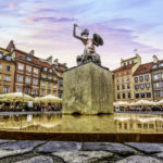 Main Square of Warsaw Old Town Market Square - Close up of statue of Saint Anne